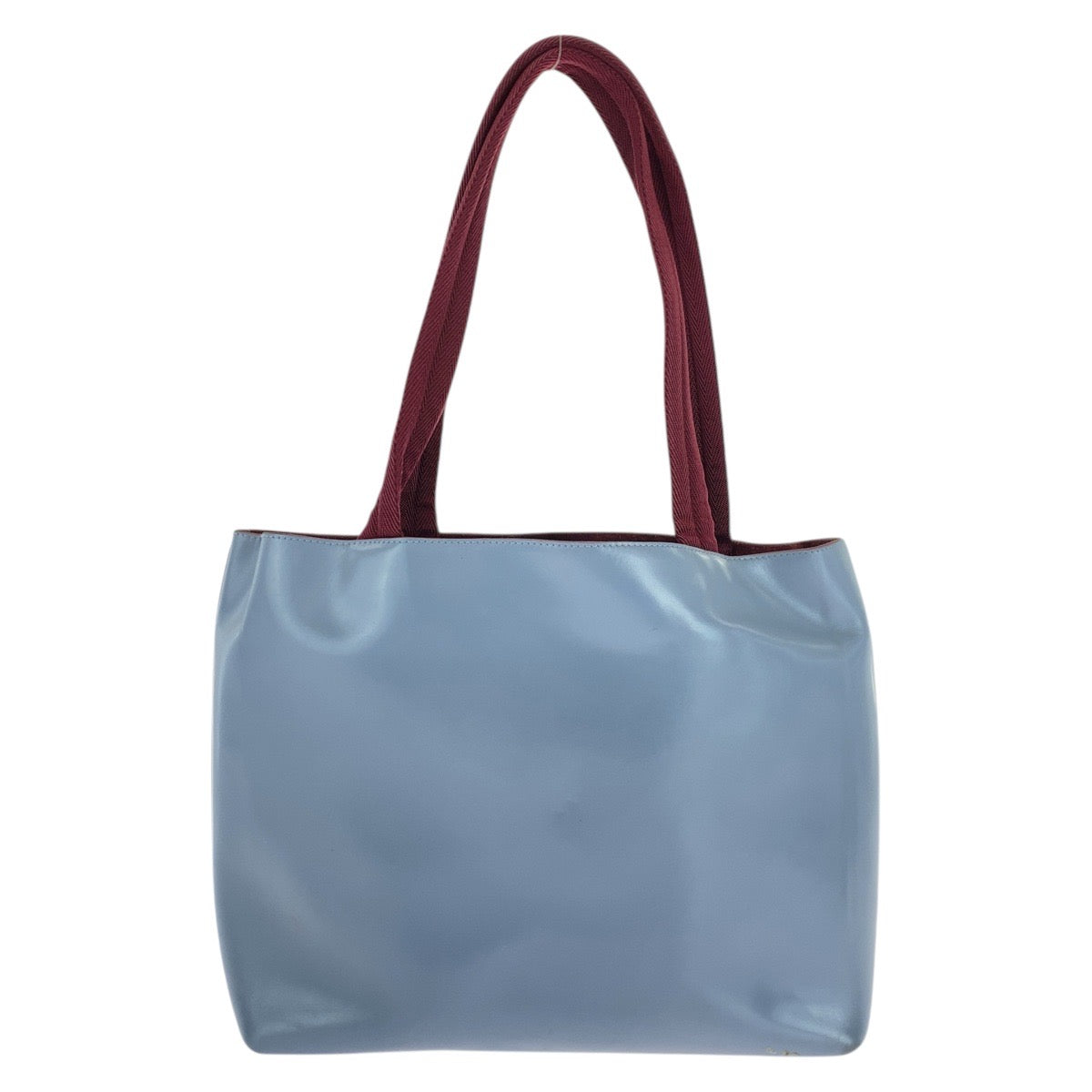 18167
PRADA プラダ カットオフロゴ ブルー ワインレッド レザー トートバッグ ショルダーバッグ  レディース AB33