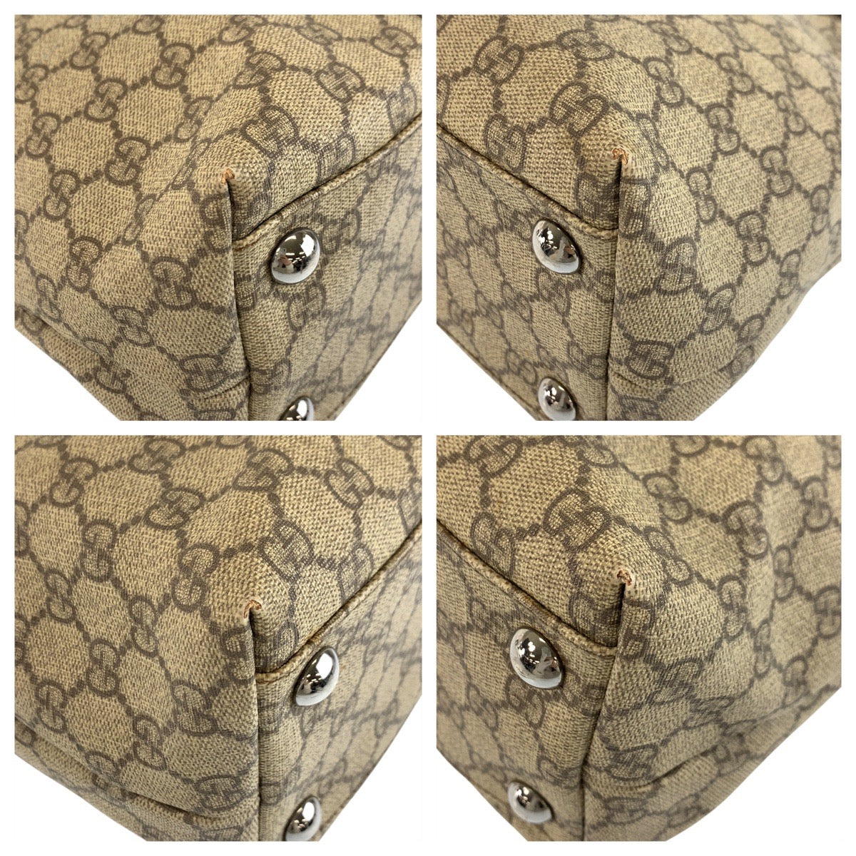 18168
GUCCI グッチ ベージュ ブルー シルバー金具 GGスプリームキャンバス / レザー 114288 トートバッグ ショルダーバッグ  レディース AB24