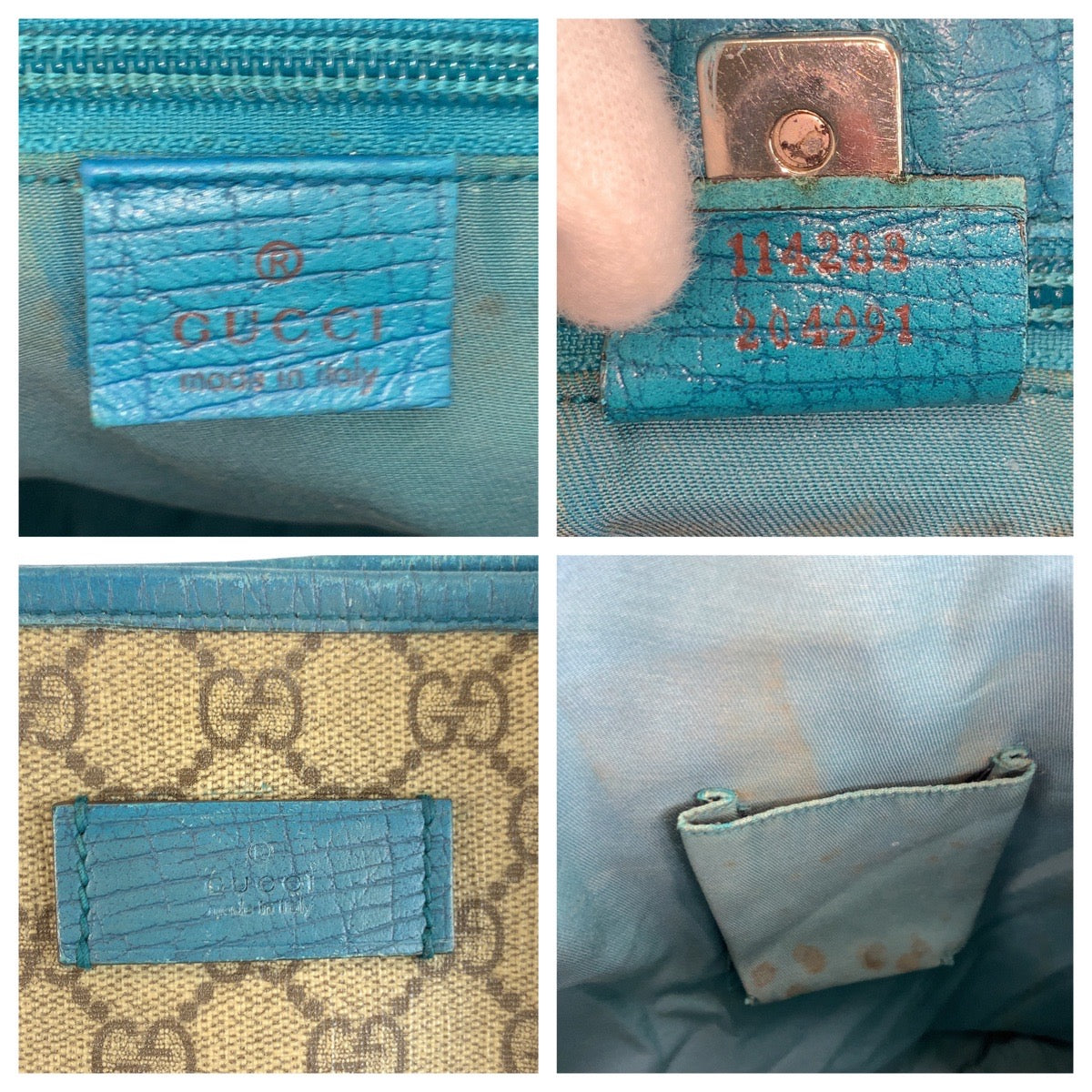 18168
GUCCI グッチ ベージュ ブルー シルバー金具 GGスプリームキャンバス / レザー 114288 トートバッグ ショルダーバッグ  レディース AB24