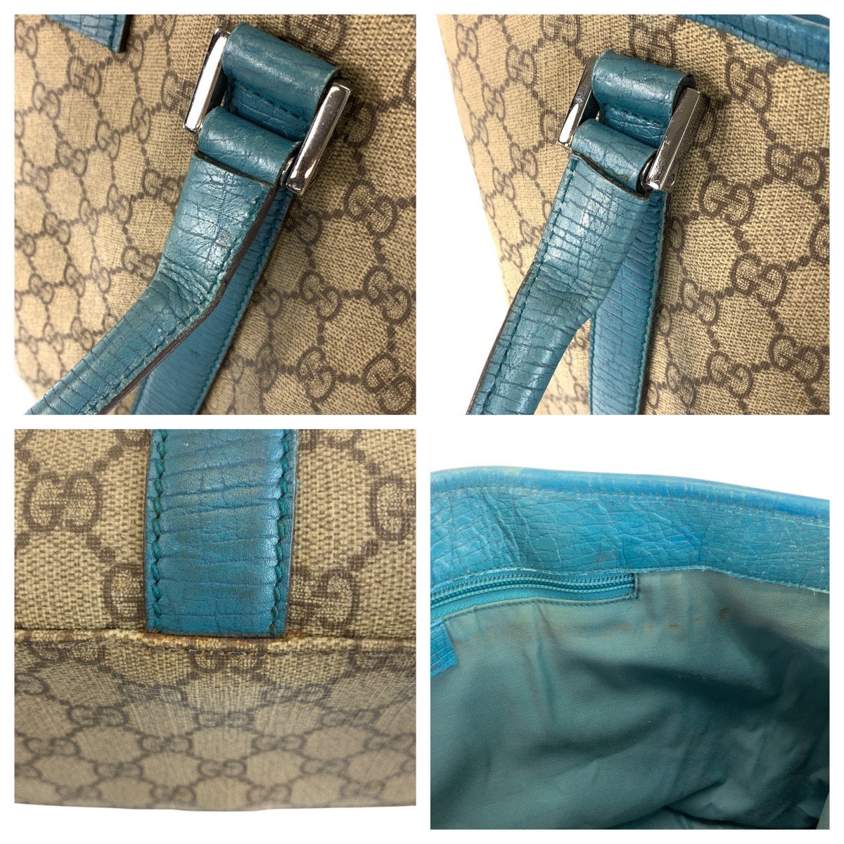 18168
GUCCI グッチ ベージュ ブルー シルバー金具 GGスプリームキャンバス / レザー 114288 トートバッグ ショルダーバッグ  レディース AB24