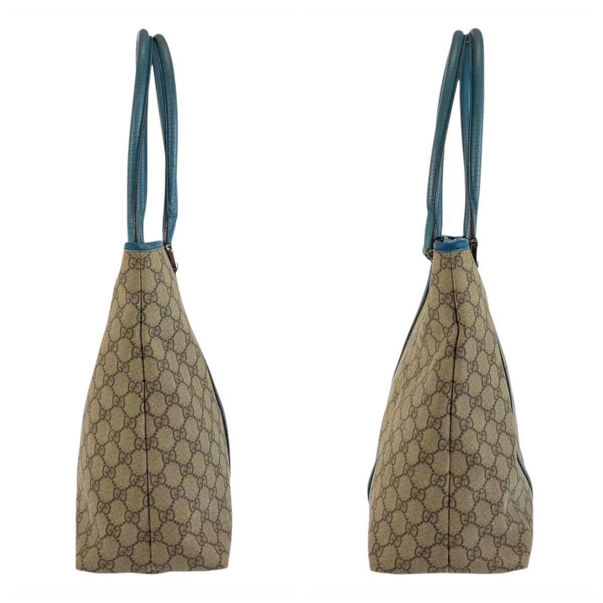 18168
GUCCI グッチ ベージュ ブルー シルバー金具 GGスプリームキャンバス / レザー 114288 トートバッグ ショルダーバッグ  レディース AB24