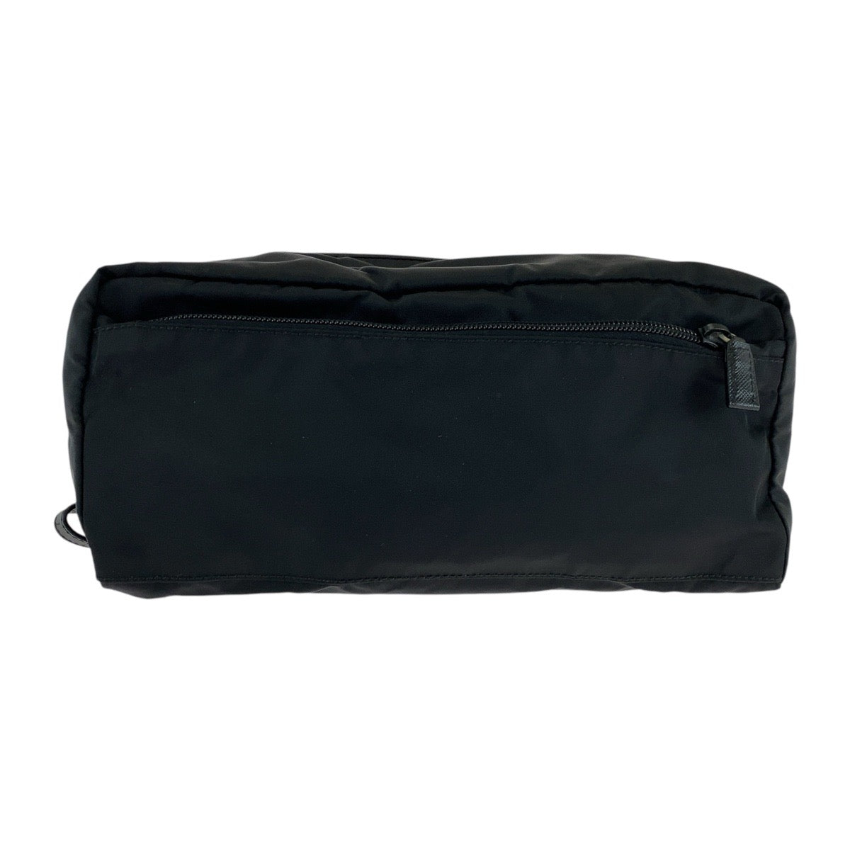 18169
PRADA プラダ テスート サフィアーノレザー 三角ロゴプレート ブラック 黒 シルバー金具 ナイロン / レザー クラッチバッグ セカンドバッグ ポーチ  メンズ AB29