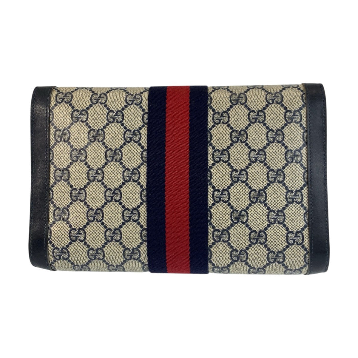 18171
GUCCI グッチ シェリーライン グレー ネイビー ゴールド金具 GGスプリームキャンバス / レザー 38 クラッチバッグ セカンドバッグ  メンズ ABP24