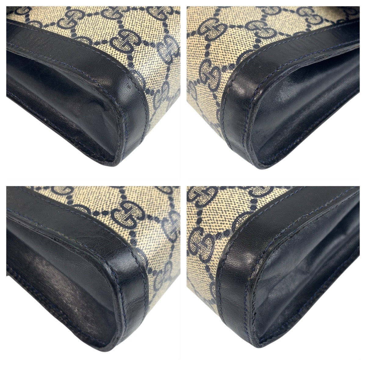 18171
GUCCI グッチ シェリーライン グレー ネイビー ゴールド金具 GGスプリームキャンバス / レザー 38 クラッチバッグ セカンドバッグ  メンズ ABP24