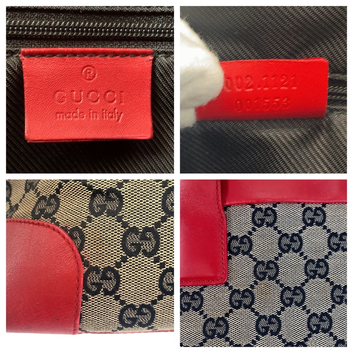 18172
GUCCI グッチ ベージュ レッド GGキャンバス / レザー 002 1121 トートバッグ  レディース AB38