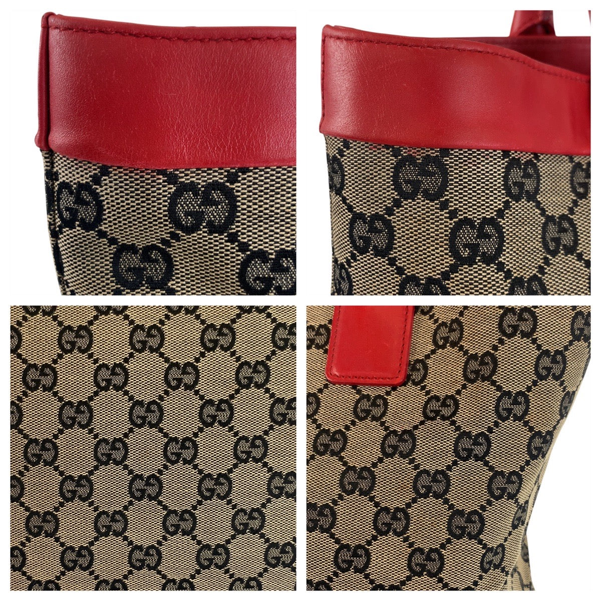 18172
GUCCI グッチ ベージュ レッド GGキャンバス / レザー 002 1121 トートバッグ  レディース AB38