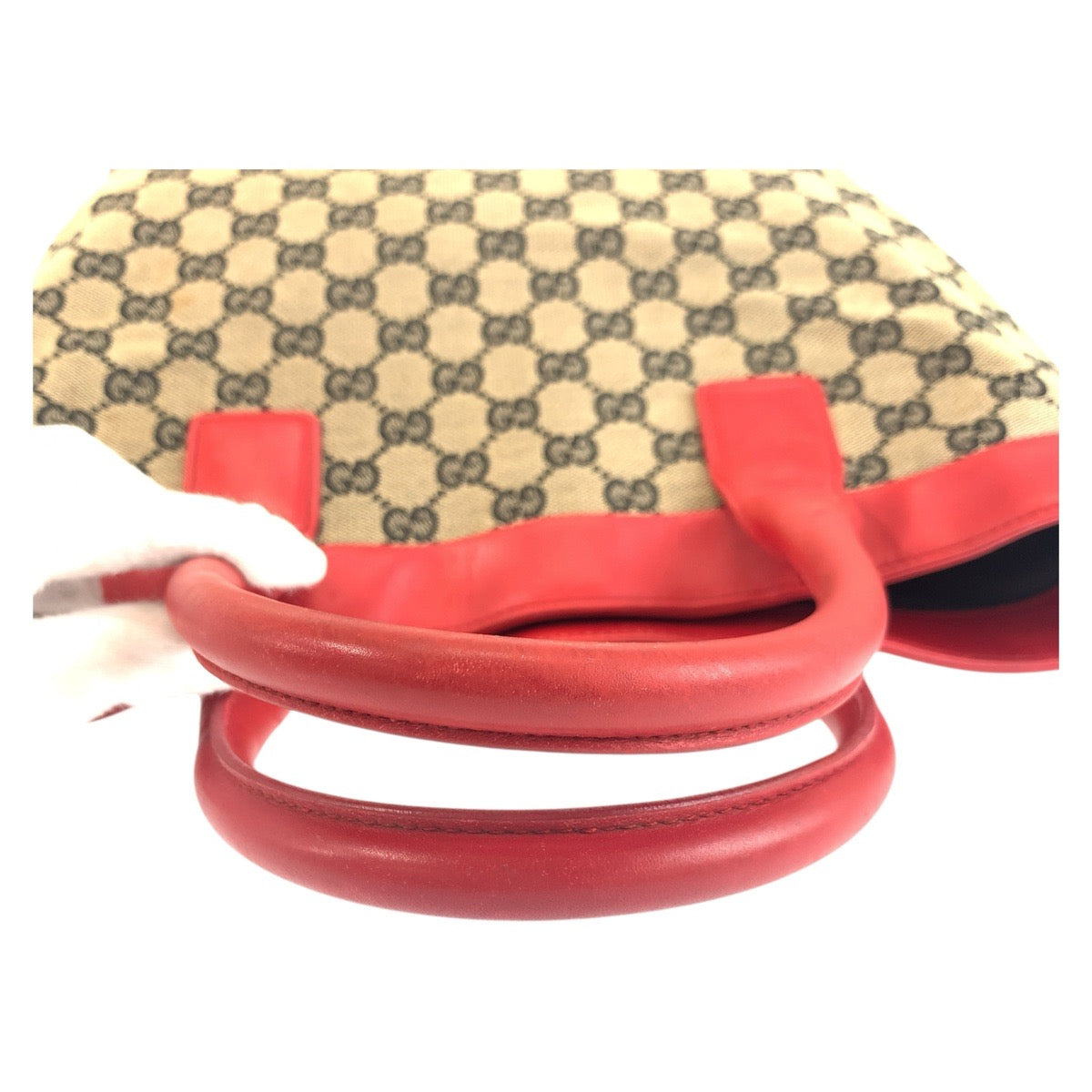 18172
GUCCI グッチ ベージュ レッド GGキャンバス / レザー 002 1121 トートバッグ  レディース AB38