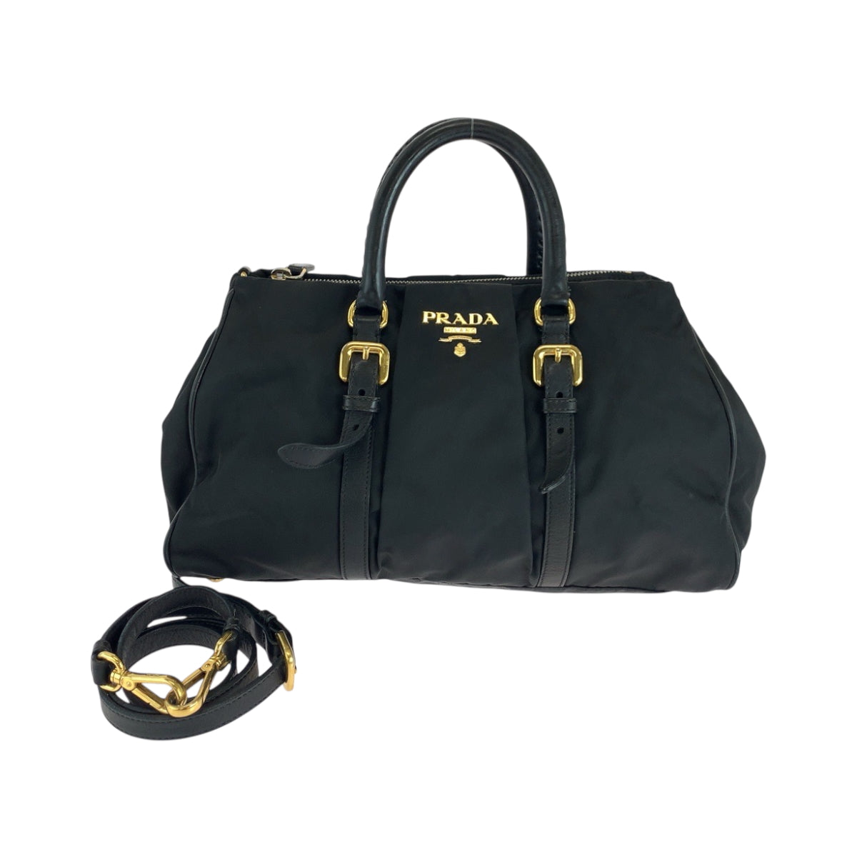 18173
PRADA プラダ テスート ロゴ ブラック 黒 ゴールド金具 ナイロン BN1607 ショルダーバッグ トートバッグ  レディース ABP48