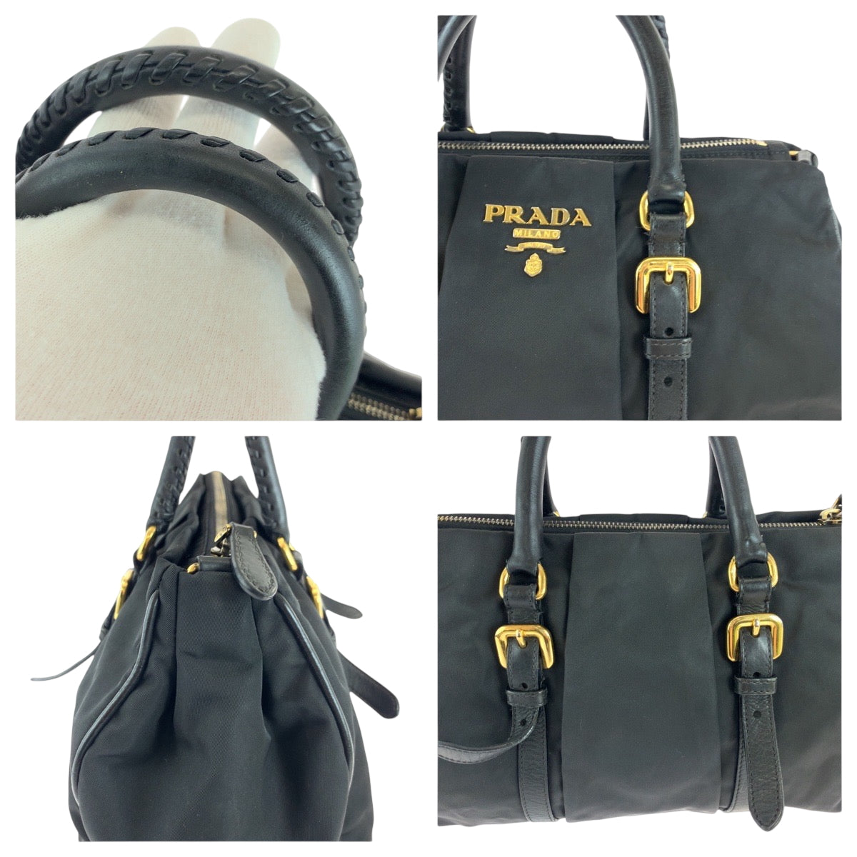 18173
PRADA プラダ テスート ロゴ ブラック 黒 ゴールド金具 ナイロン BN1607 ショルダーバッグ トートバッグ  レディース ABP48