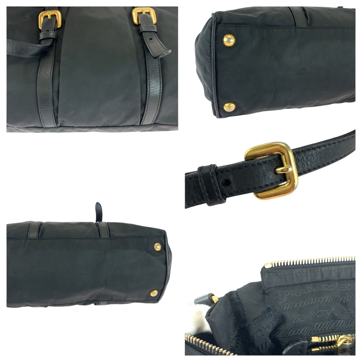 18173
PRADA プラダ テスート ロゴ ブラック 黒 ゴールド金具 ナイロン BN1607 ショルダーバッグ トートバッグ  レディース ABP48