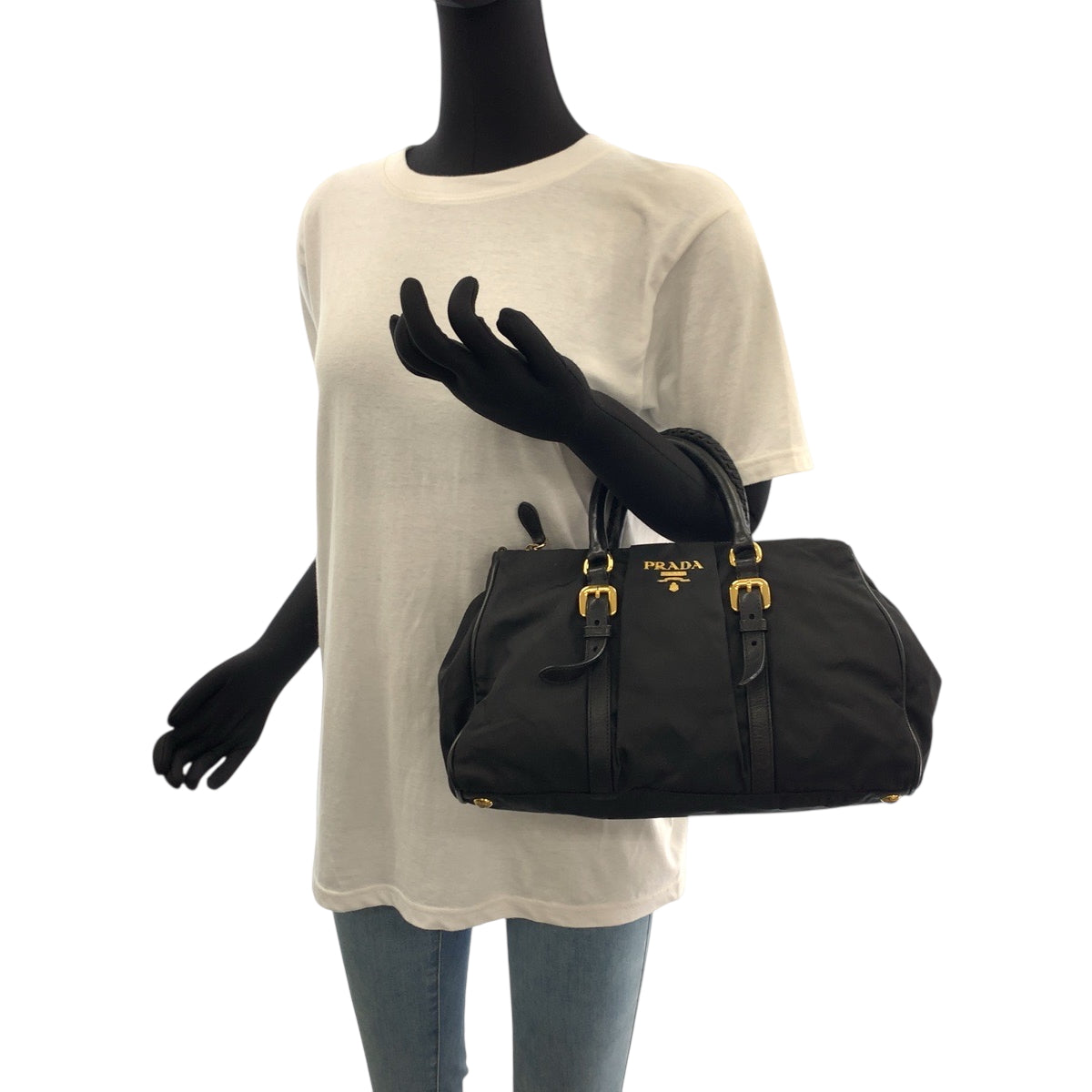 18173
PRADA プラダ テスート ロゴ ブラック 黒 ゴールド金具 ナイロン BN1607 ショルダーバッグ トートバッグ  レディース ABP48