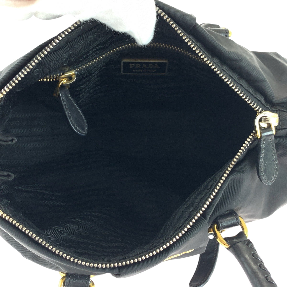18173
PRADA プラダ テスート ロゴ ブラック 黒 ゴールド金具 ナイロン BN1607 ショルダーバッグ トートバッグ  レディース ABP48