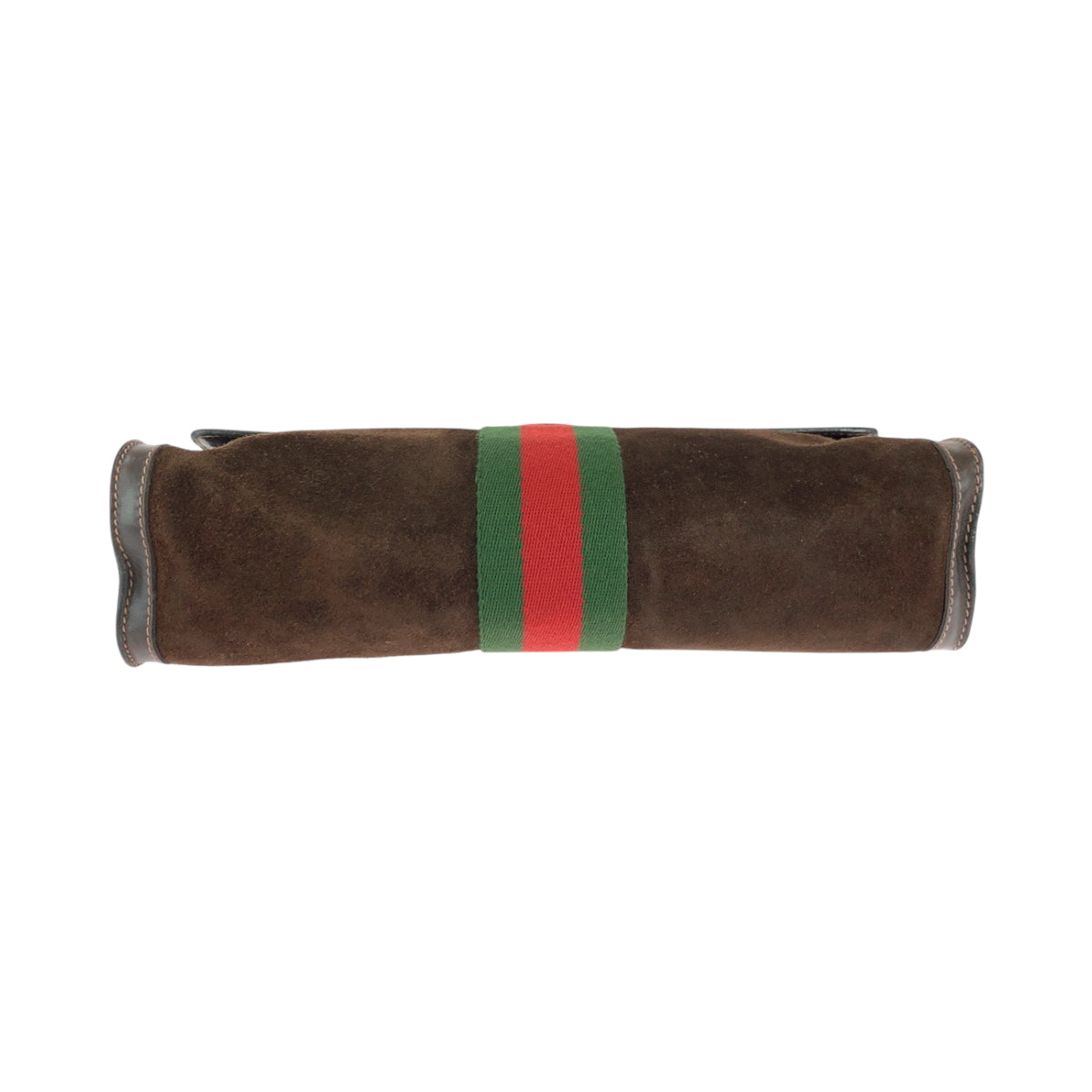 18174
GUCCI グッチ ヴィンテージ GUCCI PARFUMS オールドグッチ シェリーライン ブラウン レッド グリーン ゴールド金具 スウェード / レザー クラッチバッグ セカンドバッグ  レディース AB24