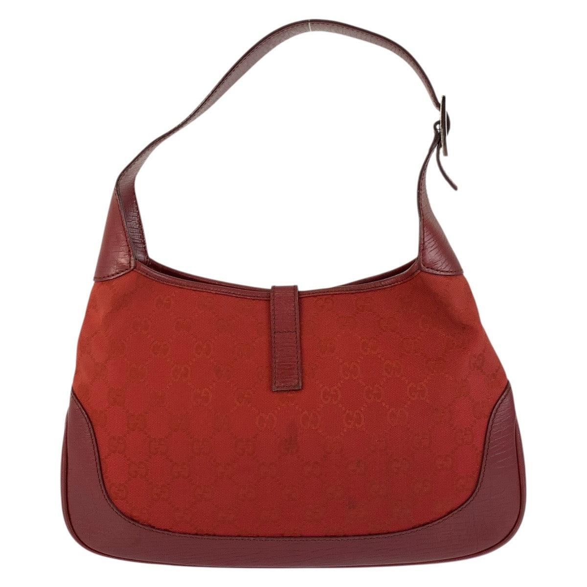18176
GUCCI グッチ ジャッキー レッド シルバー金具 GGキャンバス / レザー 00963 ホーボー ショルダーバッグ  レディース ABP56