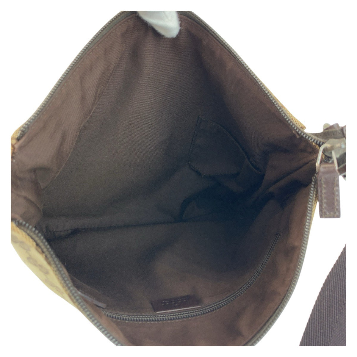 18177
GUCCI グッチ ベージュ ブラウン シルバー金具 GGキャンバス / レザー 145857 ショルダーバッグ メッセンジャーバッグ  レディース ABP43