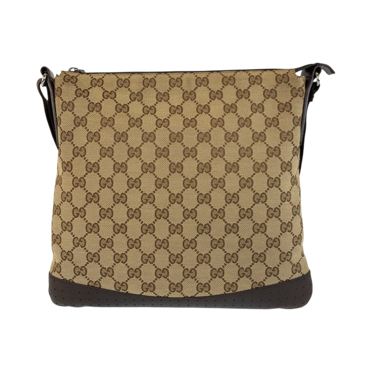 18177
GUCCI グッチ ベージュ ブラウン シルバー金具 GGキャンバス / レザー 145857 ショルダーバッグ メッセンジャーバッグ  レディース ABP43