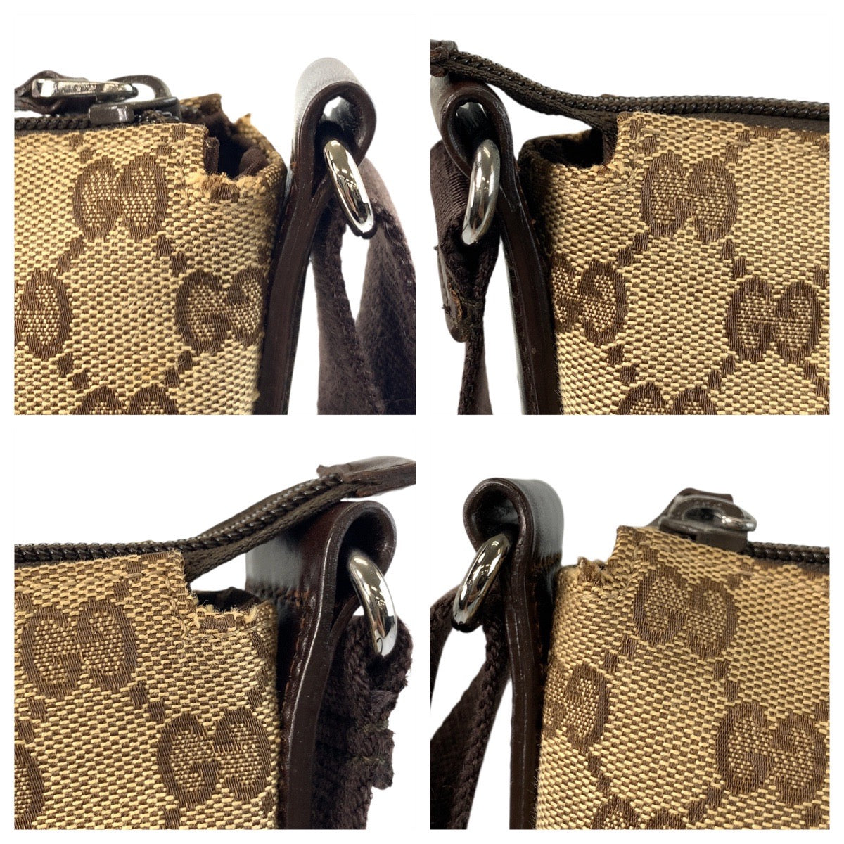 18177
GUCCI グッチ ベージュ ブラウン シルバー金具 GGキャンバス / レザー 145857 ショルダーバッグ メッセンジャーバッグ  レディース ABP43