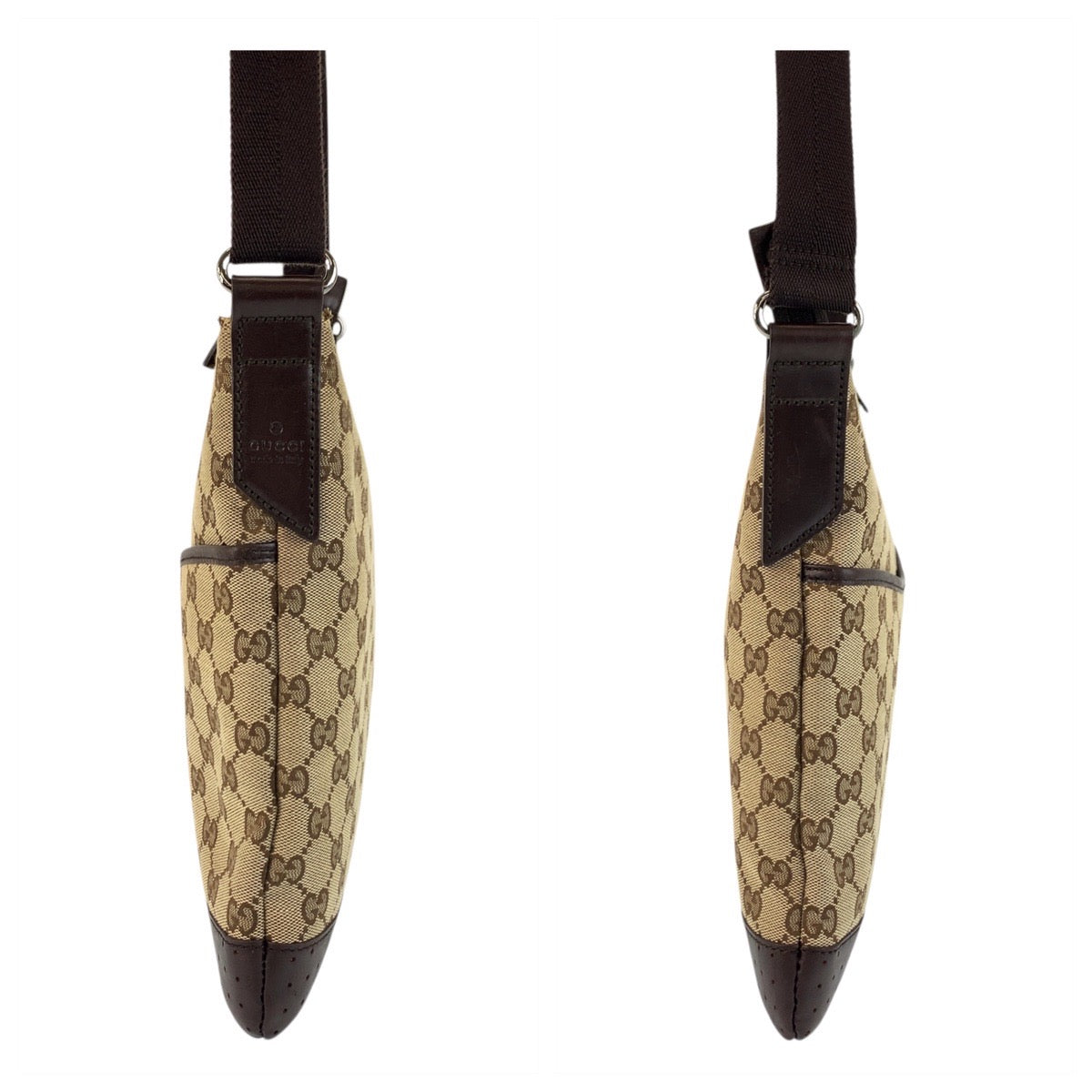 18177
GUCCI グッチ ベージュ ブラウン シルバー金具 GGキャンバス / レザー 145857 ショルダーバッグ メッセンジャーバッグ  レディース ABP43