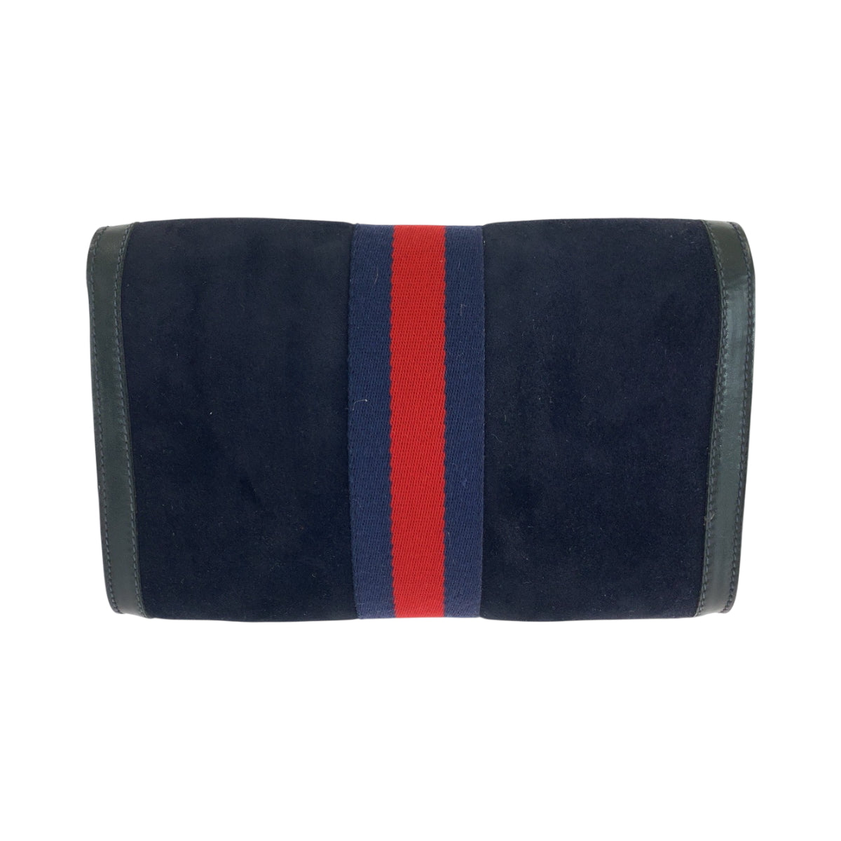 18178
GUCCI グッチ ヴィンテージ オールドグッチ ネイビー レッド ゴールド金具 スウェード 67 014 3088 クラッチバッグ セカンドバッグ  レディース AB
