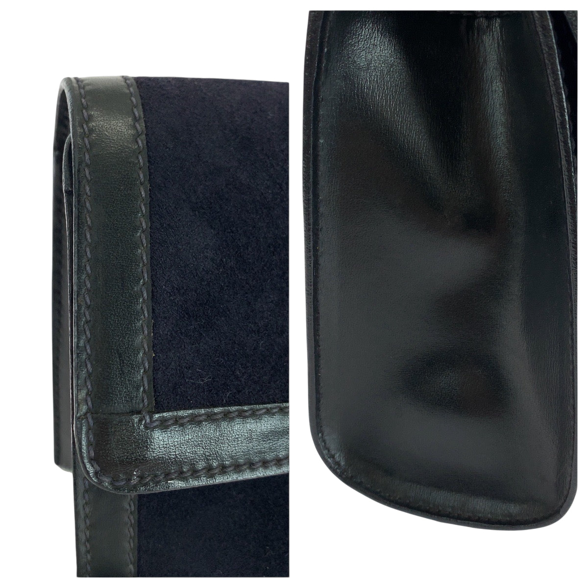 18178
GUCCI グッチ ヴィンテージ オールドグッチ ネイビー レッド ゴールド金具 スウェード 67 014 3088 クラッチバッグ セカンドバッグ  レディース AB