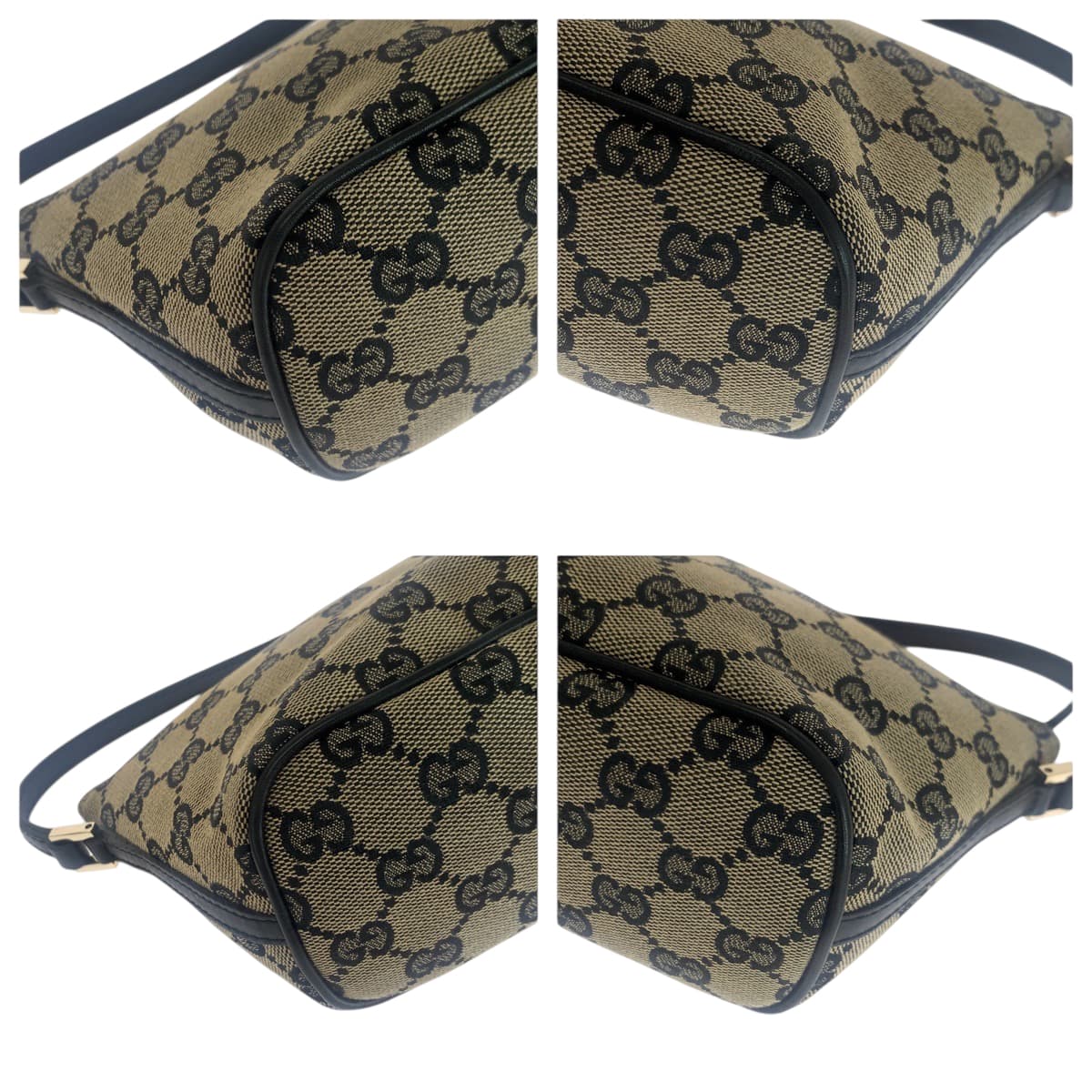 18179
GUCCI グッチ ベージュ ブラック ゴールド金具 GGキャンバス 039 1103 ハンドバッグ アクセサリーポーチ レディース A39