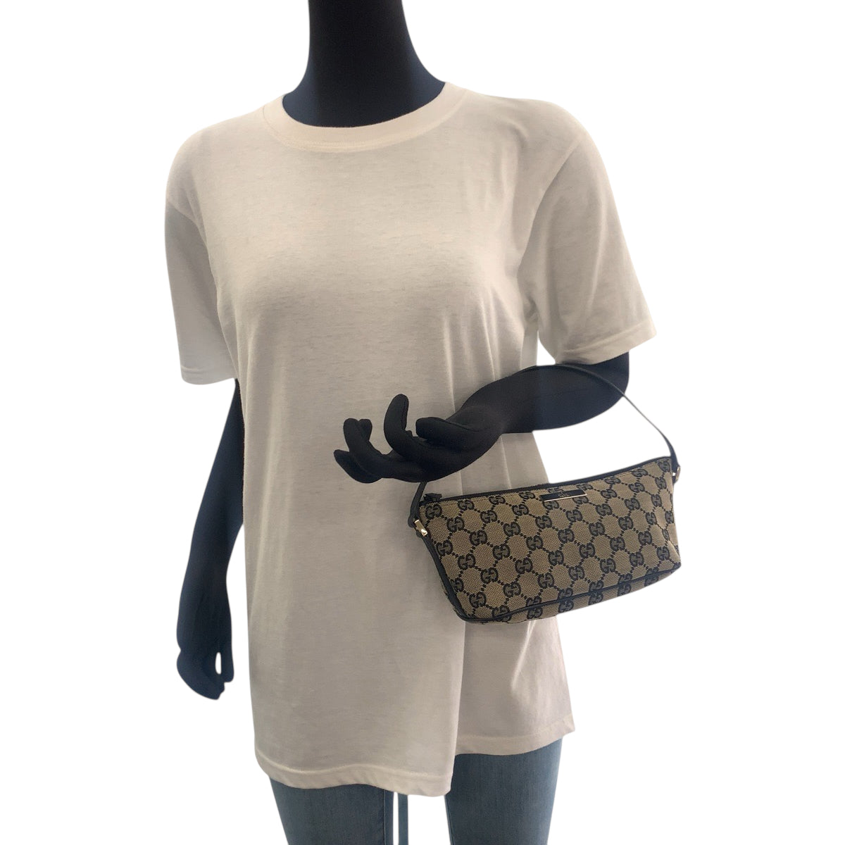 18179
GUCCI グッチ ベージュ ブラック ゴールド金具 GGキャンバス 039 1103 ハンドバッグ アクセサリーポーチ レディース A39