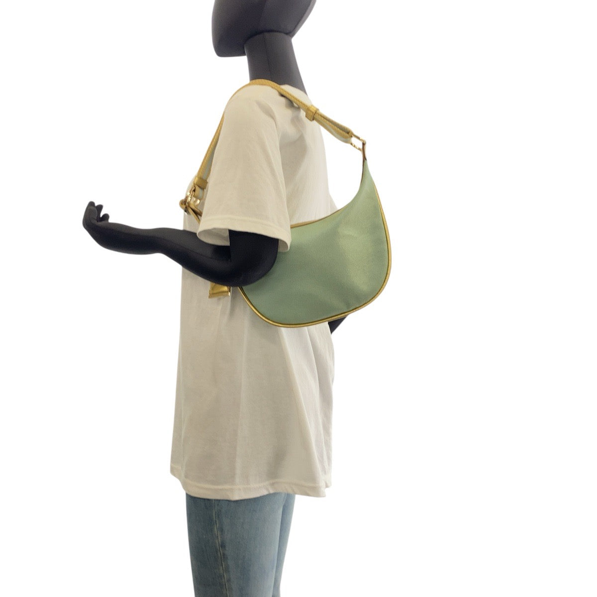 18180
GUCCI グッチ シェリーライン グリーン ゴールド キャンバス 001 4186 ホーボー ショルダーバッグ レディース A54