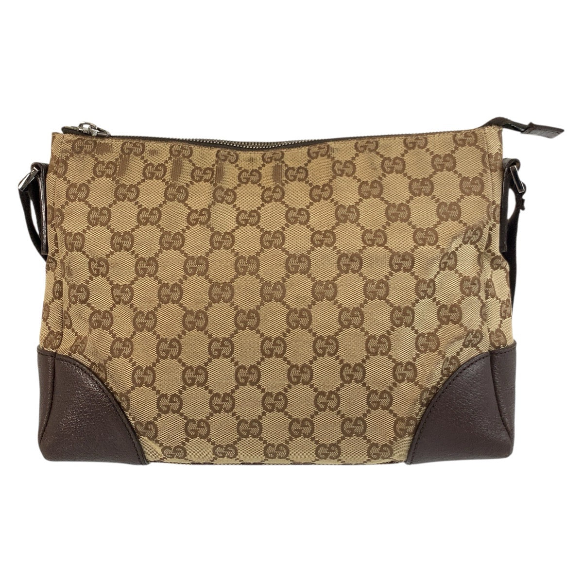 18182
GUCCI グッチ ベージュ ブラウン シルバー金具 GGキャンバス / レザー 114273 ショルダーバッグ メッセンジャーバッグ  レディース AB25
