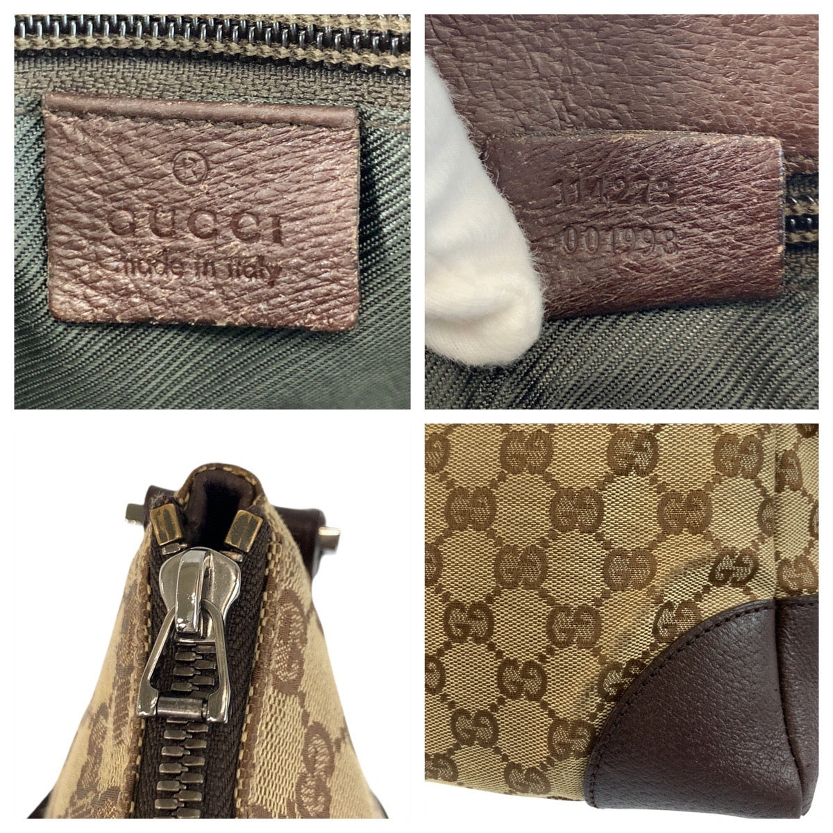 18182
GUCCI グッチ ベージュ ブラウン シルバー金具 GGキャンバス / レザー 114273 ショルダーバッグ メッセンジャーバッグ  レディース AB25