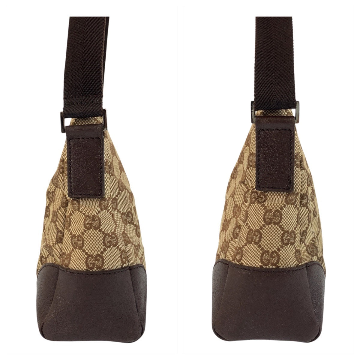 18182
GUCCI グッチ ベージュ ブラウン シルバー金具 GGキャンバス / レザー 114273 ショルダーバッグ メッセンジャーバッグ  レディース AB25