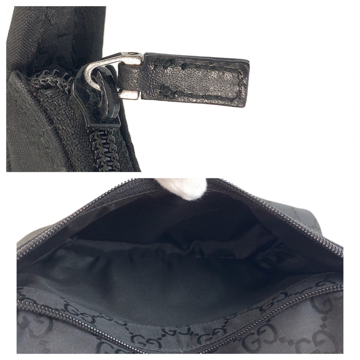 18183
GUCCI グッチ ブラック 黒 シルバー金具 GGキャンバス 001 3386 ショルダーバッグ  レディース A39