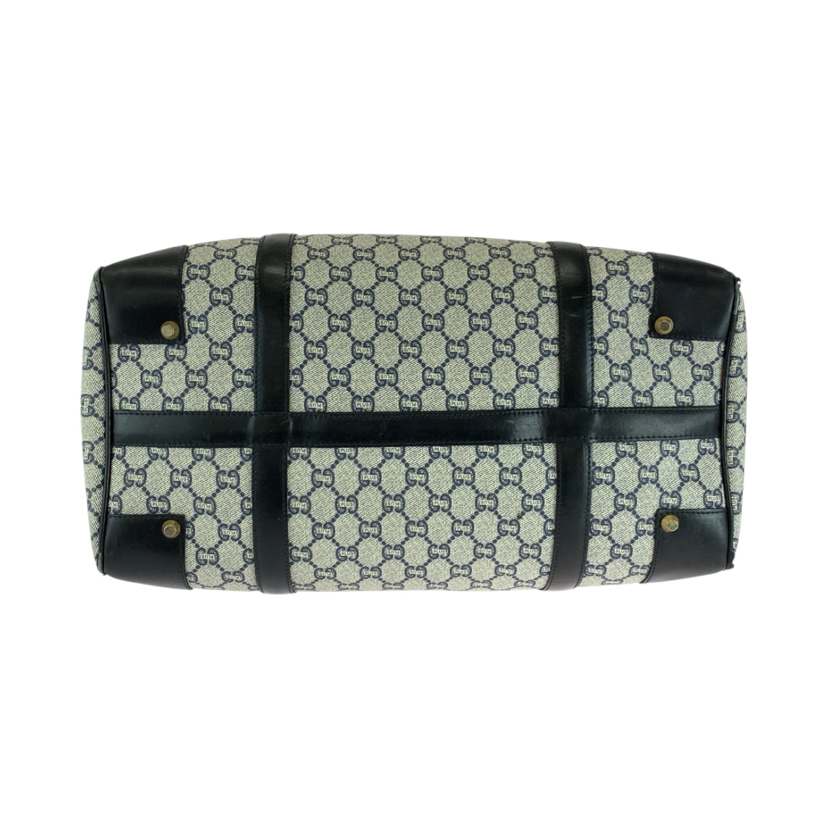 18184
GUCCI グッチ GGプラス 男女兼用 ネイビー グレー ゴールド金具 PVC ハンドバッグ ミニボストンバッグ  レディース AB19
