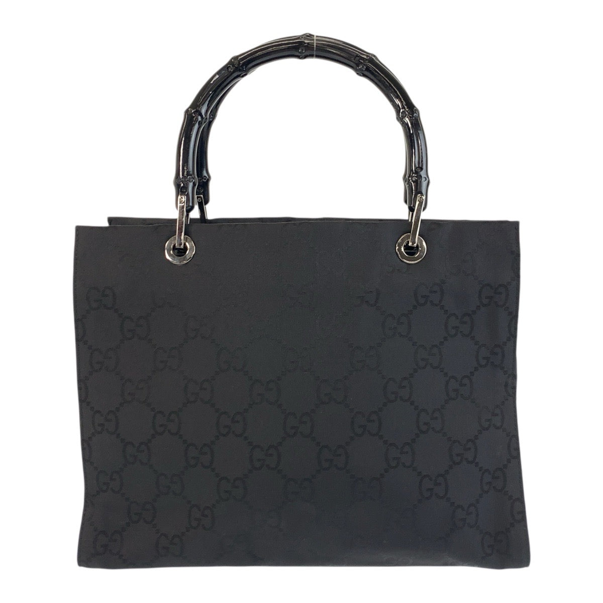 18185
GUCCI グッチ バンブー ブラック 黒 シルバー金具 GGキャンバス 002 1016 ハンドバッグ トートバッグ レディース ABP38