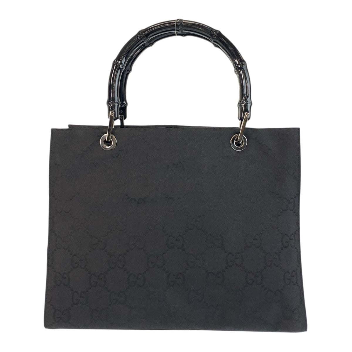 18185
GUCCI グッチ バンブー ブラック 黒 シルバー金具 GGキャンバス 002 1016 ハンドバッグ トートバッグ レディース ABP38