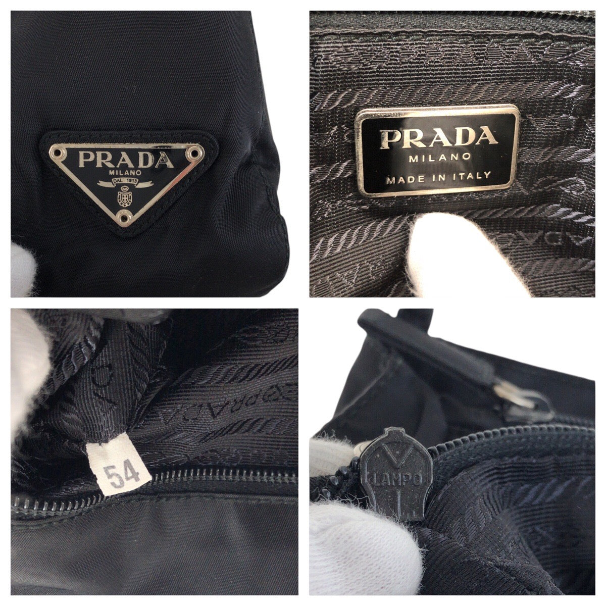 18187
PRADA プラダ テスート 三角ロゴプレート ブラック 黒 シルバー金具 ナイロン トートバッグ ショルダーバッグ  レディース ABP39
