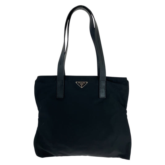 18190
PRADA プラダ テスート 三角ロゴプレート ブラック 黒 シルバー金具 ナイロン / レザー トートバッグ ショルダーバッグ  レディース ABP39