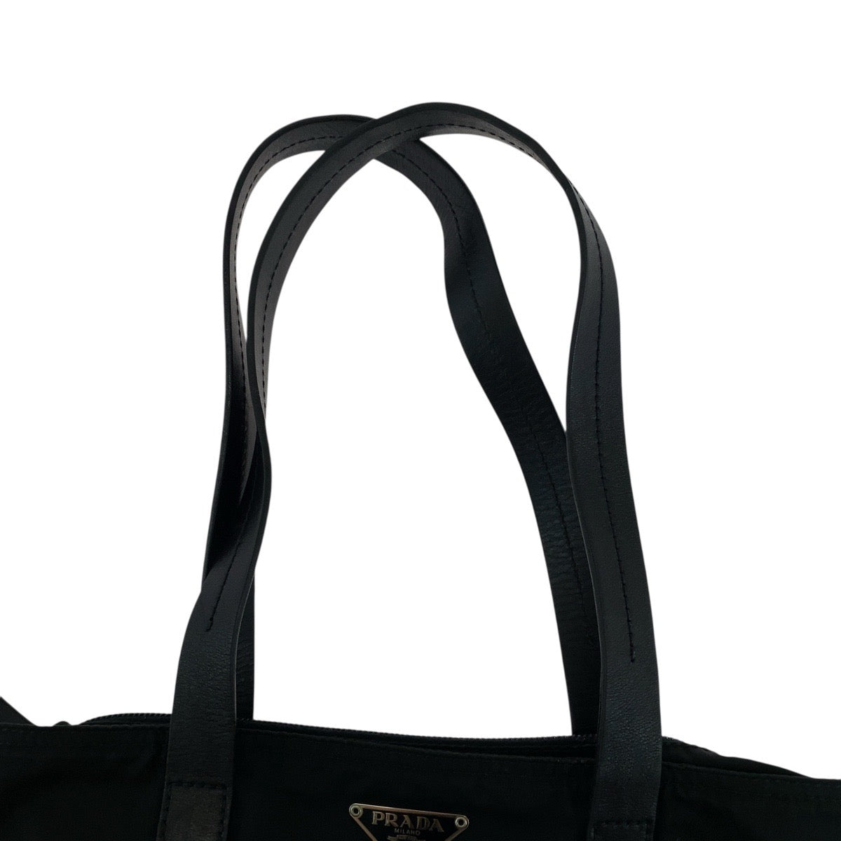 18190
PRADA Tessuto Triangle Logo Plate Black Silver Hardware Nylon / Leather Tote Bag Shoulder Bag Ladies ABP39