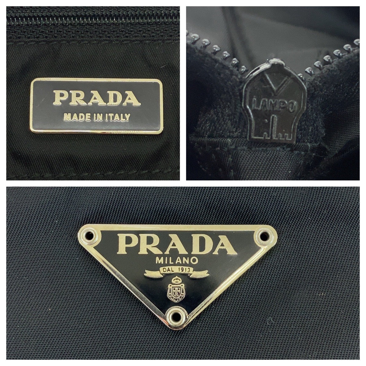 18190
PRADA Tessuto Triangle Logo Plate Black Silver Hardware Nylon / Leather Tote Bag Shoulder Bag Ladies ABP39