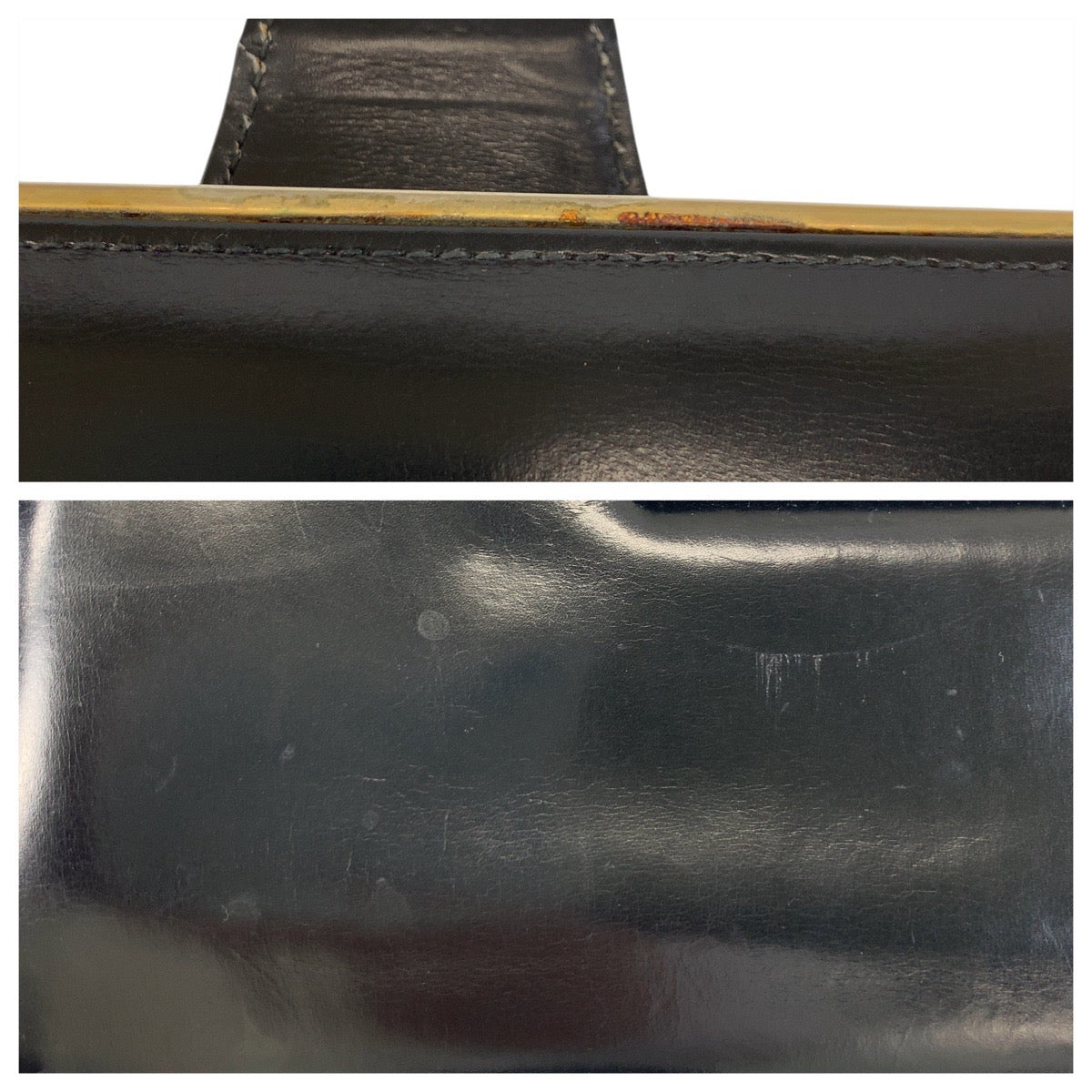 18192
GUCCI グッチ ヴィンテージ オールドグッチ ブラック 黒 ゴールド金具 レザー チェーンショルダーバッグ レディース ABP54