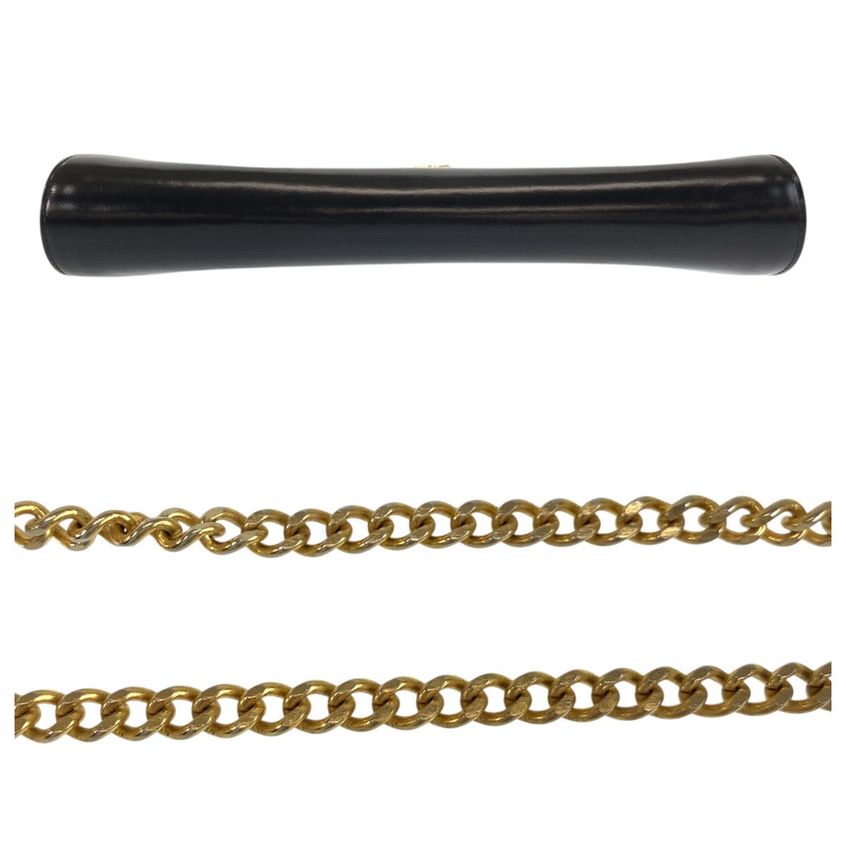 18192
GUCCI グッチ ヴィンテージ オールドグッチ ブラック 黒 ゴールド金具 レザー チェーンショルダーバッグ レディース ABP54