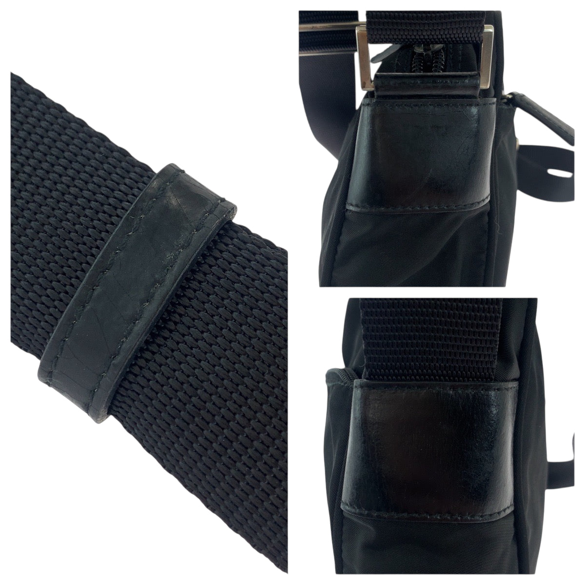 18193
PRADA プラダ テスート 三角ロゴプレート ブラック 黒 シルバー金具 ナイロン ショルダーバッグ ポシェット カメラバッグ  メンズ