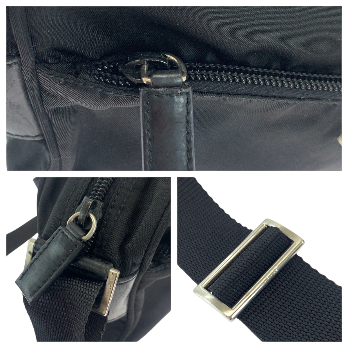 18193
PRADA プラダ テスート 三角ロゴプレート ブラック 黒 シルバー金具 ナイロン ショルダーバッグ ポシェット カメラバッグ  メンズ
