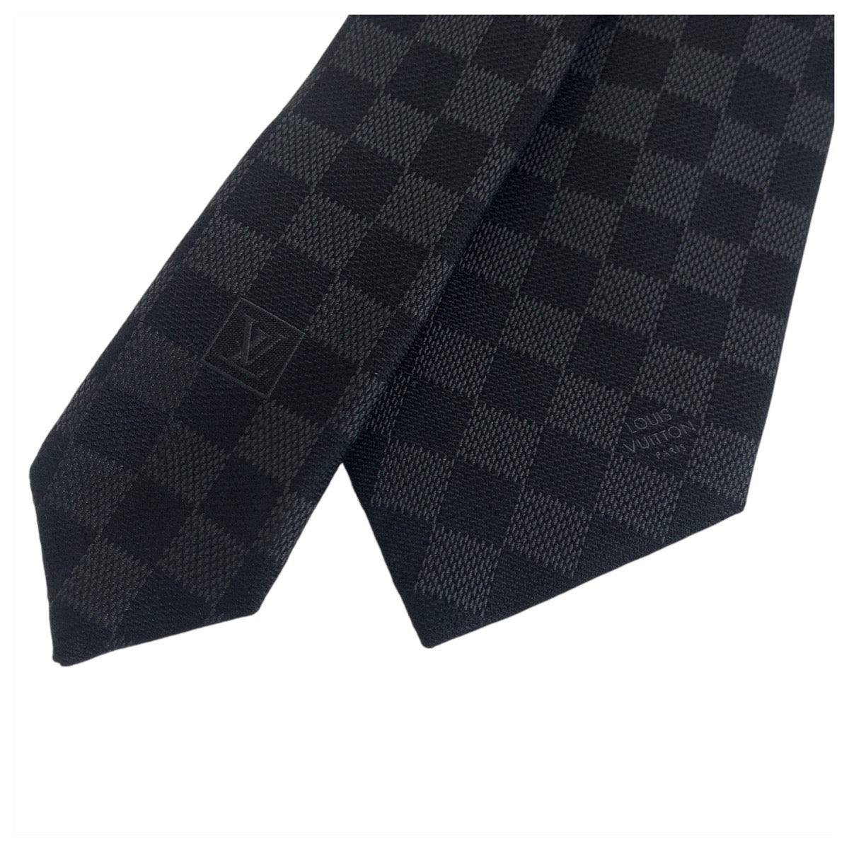 18194
LOUIS VUITTON ルイヴィトン ダミエ グラフィット クラシック ブラック グレー シルク M78752 ネクタイ  メンズ