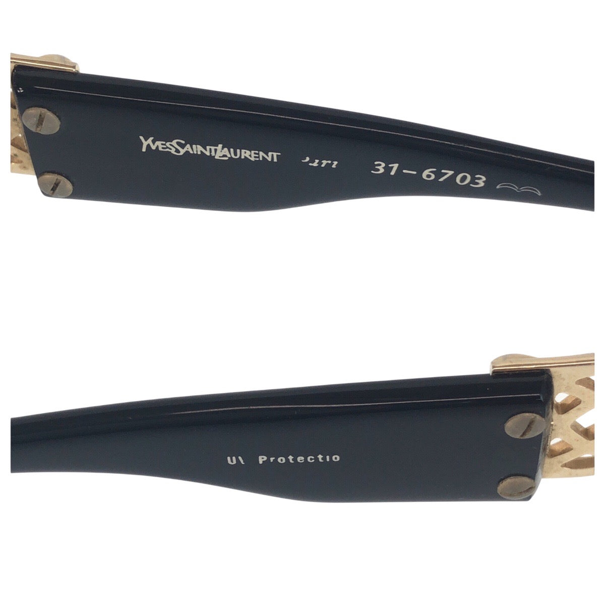 18202
YVES SAINT LAURENT イヴ サンローラン ヴィンテージ YSL ブラック 黒 ゴールド プラスチック 31-6703 5L サングラス 男女兼用 スクエア  メンズ AB