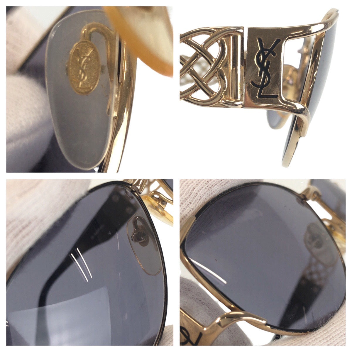 18202
YVES SAINT LAURENT イヴ サンローラン ヴィンテージ YSL ブラック 黒 ゴールド プラスチック 31-6703 5L サングラス 男女兼用 スクエア  メンズ AB