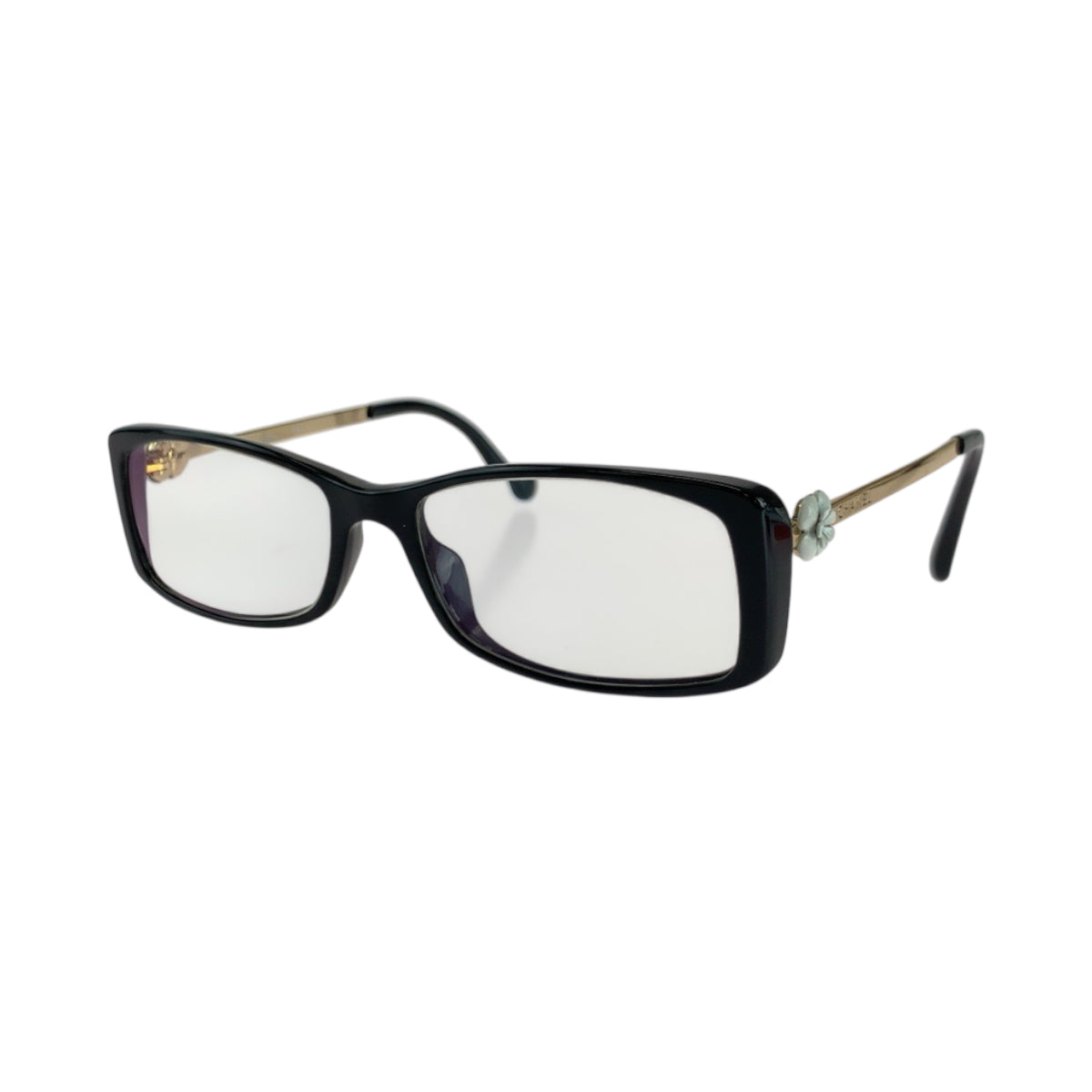 18203
CHANEL シャネル ブラック 黒 ホワイト シルバー金具 プラスチック 3195 A 53▫︎16 135 メガネフレーム  レディース ABP24