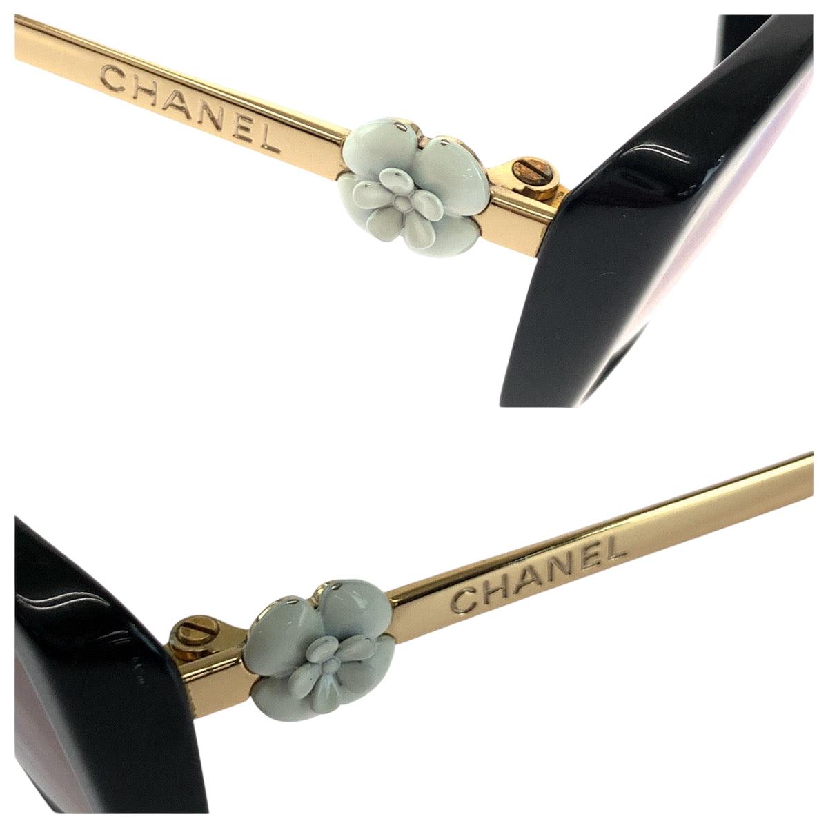 18203
CHANEL シャネル ブラック 黒 ホワイト シルバー金具 プラスチック 3195 A 53▫︎16 135 メガネフレーム  レディース ABP24