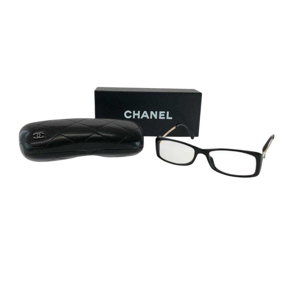 18203
CHANEL シャネル ブラック 黒 ホワイト シルバー金具 プラスチック 3195 A 53▫︎16 135 メガネフレーム  レディース ABP24