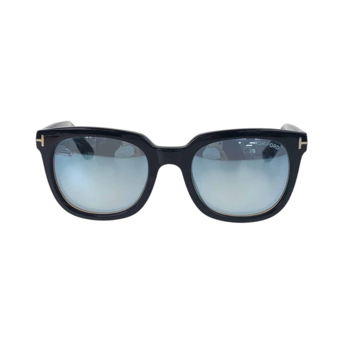 18206
TOM FORD トムフォード ブラック 黒 ブルー プラスチック TF211AF サングラス ミラーレンズ ウェリントン  メンズ A26