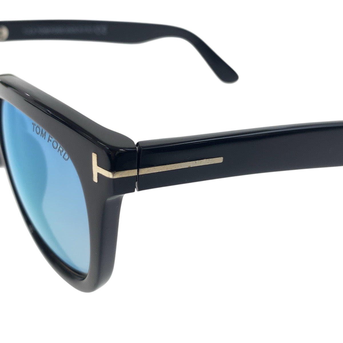 18206
TOM FORD トムフォード ブラック 黒 ブルー プラスチック TF211AF サングラス ミラーレンズ ウェリントン  メンズ A26